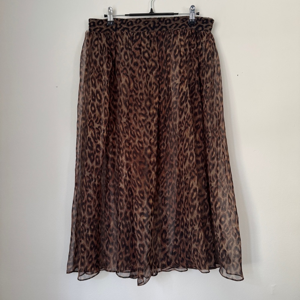 Vintage leopard print sheer midi skirt